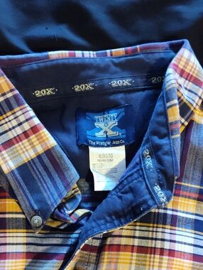 Twenty X by Wrangler Men's Plaid Button-Down Shirt - Navy/Yellow